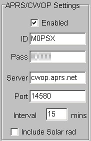 Cumulus APRS settings