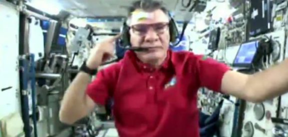 Astronaut Paolo Nespoli on the ISS, via Ham TV