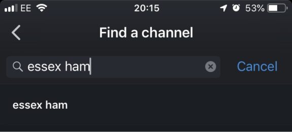 Finding the Essex Ham channel on Zello