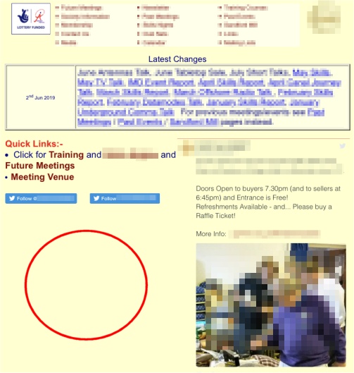 Screengrab of ham radio website issue